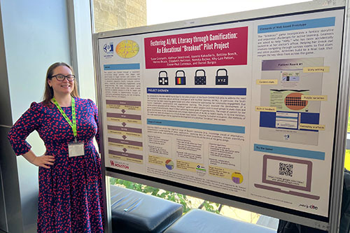 Kathryn Seastrand with a poster presentation