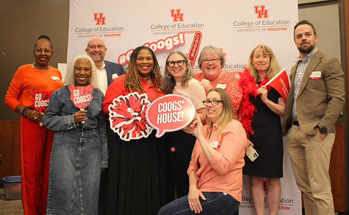 Group of several faculty members at the graduate student orientation