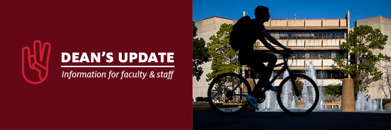 Dean's Update: Information for Faculty and Staff: Image a person on a bike