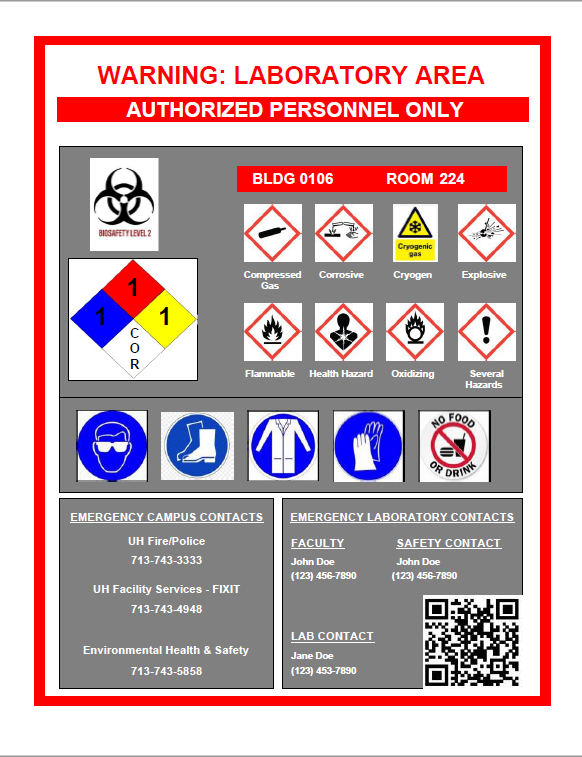 sample lab door sign