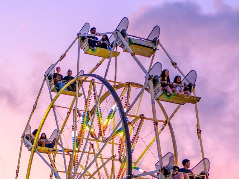 students on carousel