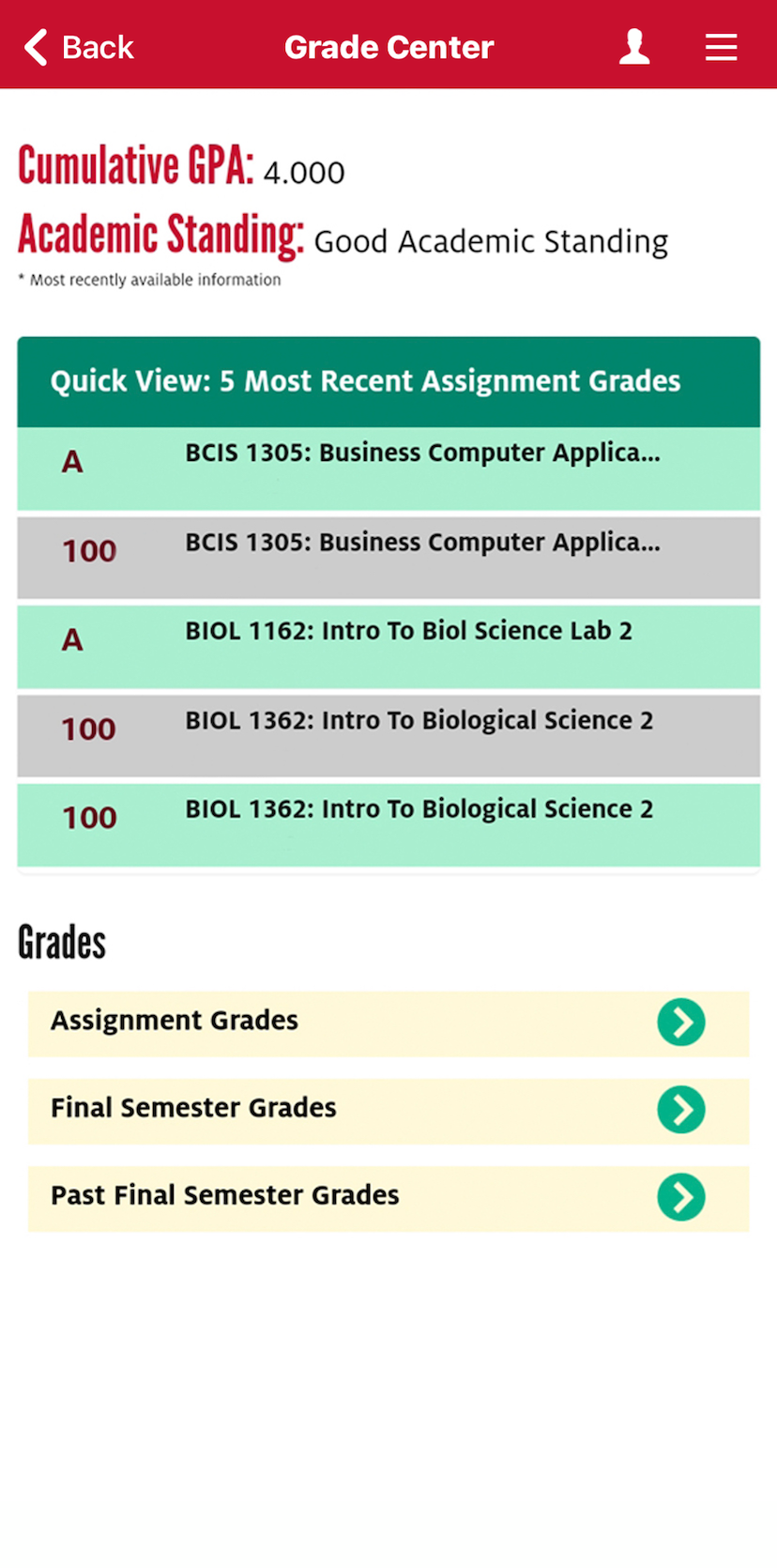 UH Go Grade Center