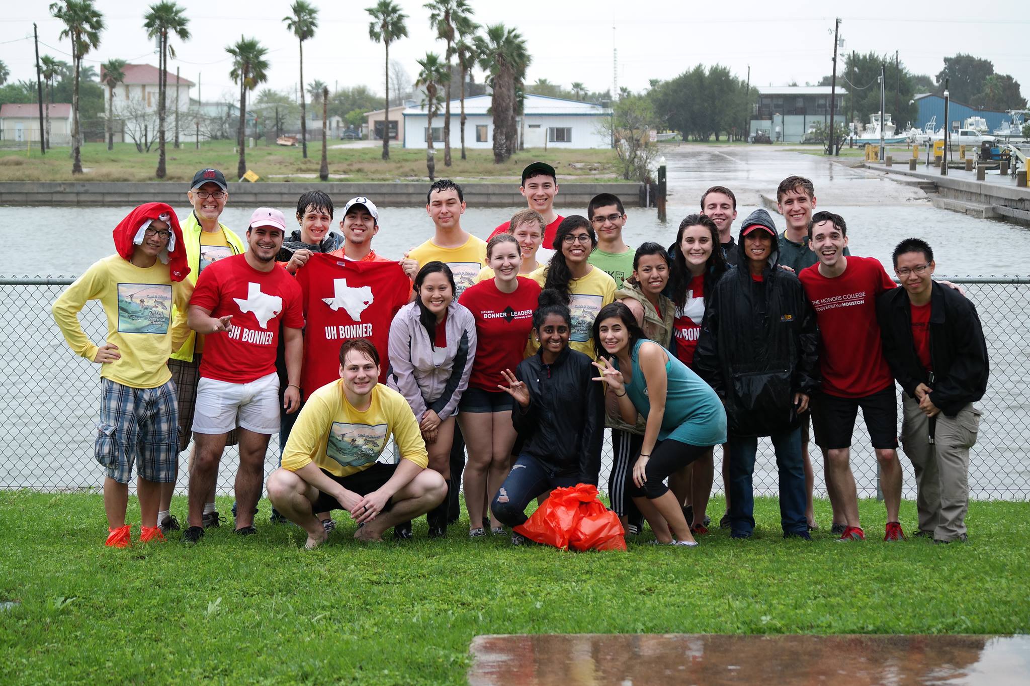 Students posing at spring break service site