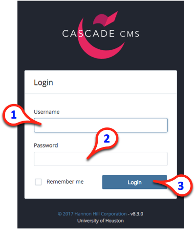 Logging into Cascade v.8 in 1-2-3