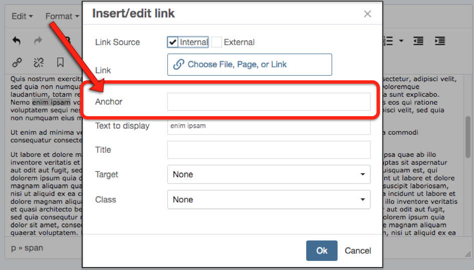 Named Anchors: Creating a link to them