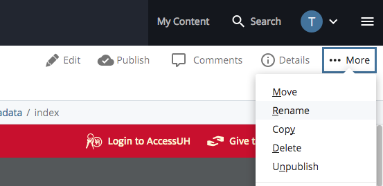 More button Rename option