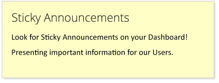 Sticky Announcement example message - yellow box widget