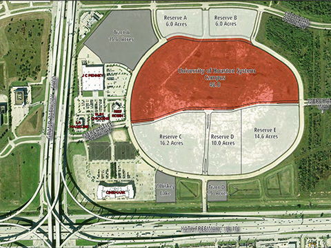 Map of proposed university center by I-10 and the Grand Parkway