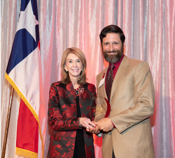 Adam Noble with Provost Paula Short at the Faculty Excellence Awards Dinner 