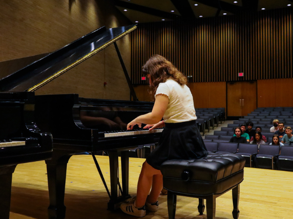 piano player in Dudley recital hall