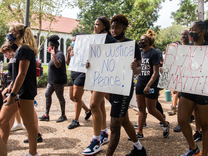 Students protesting on campus