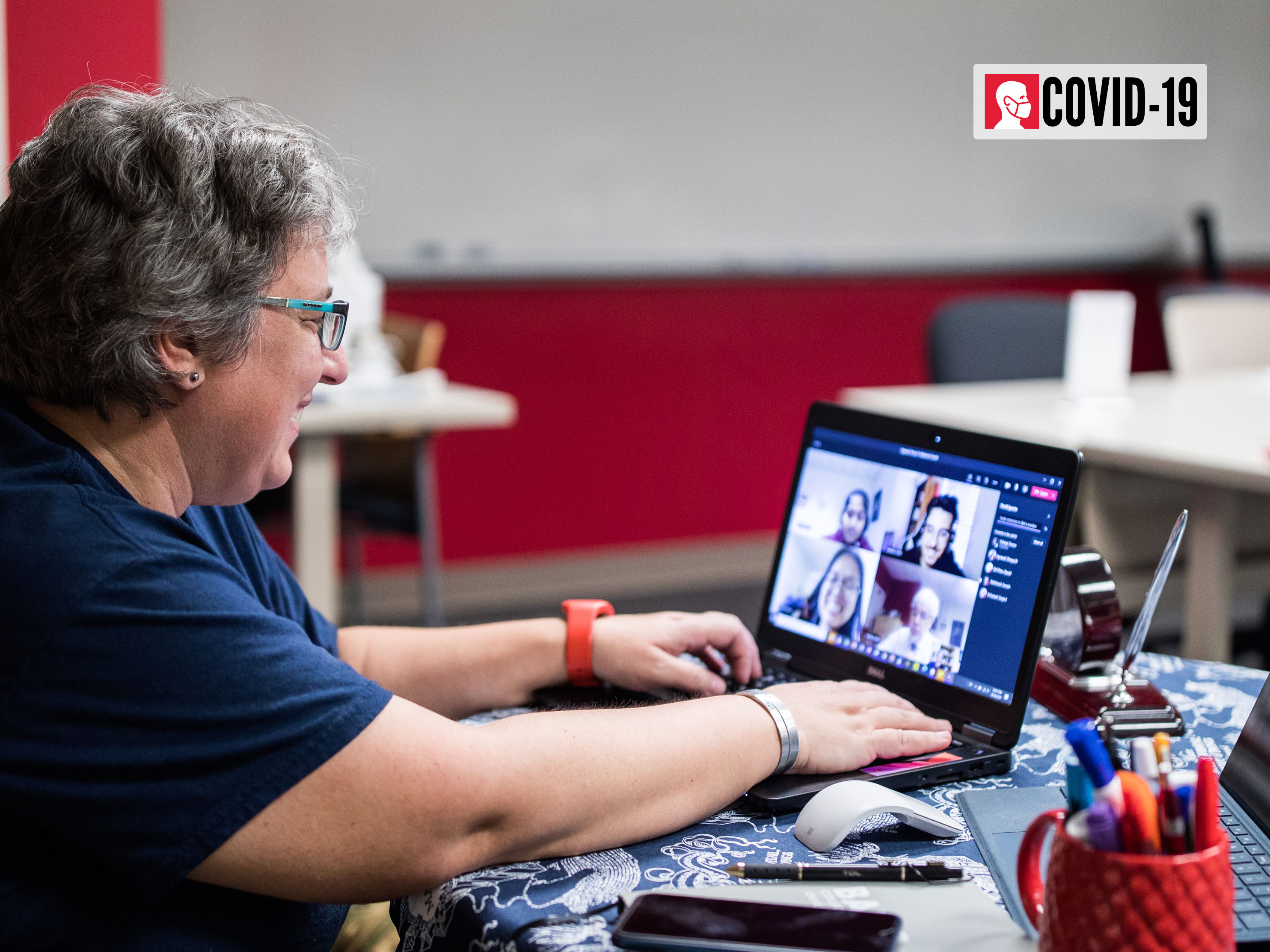 Instructor leading online class