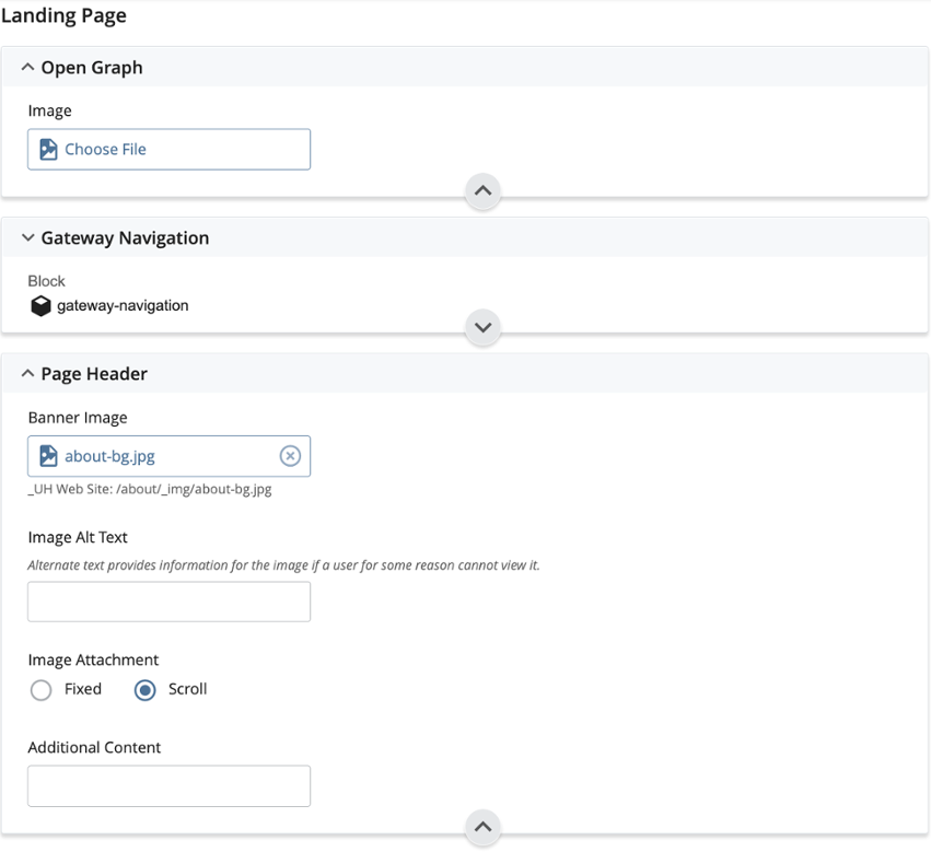 Page header settings.