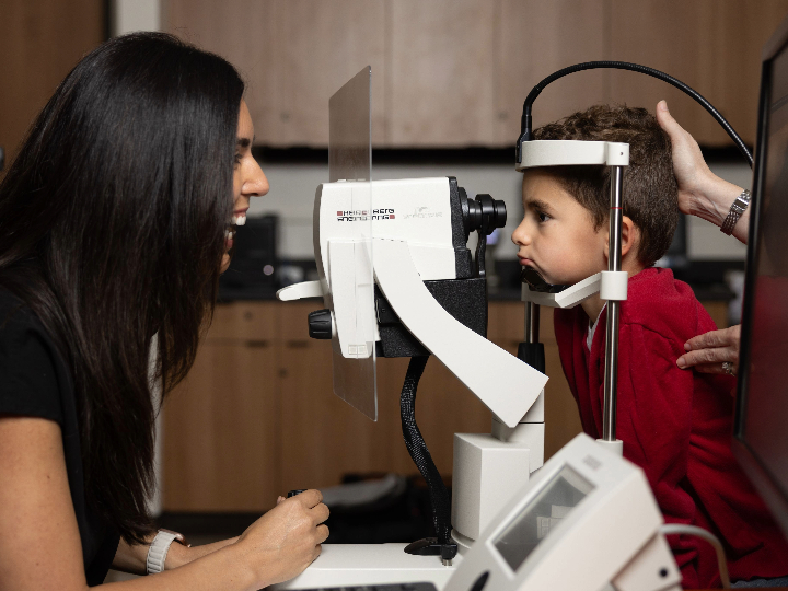 child getting an eye exam