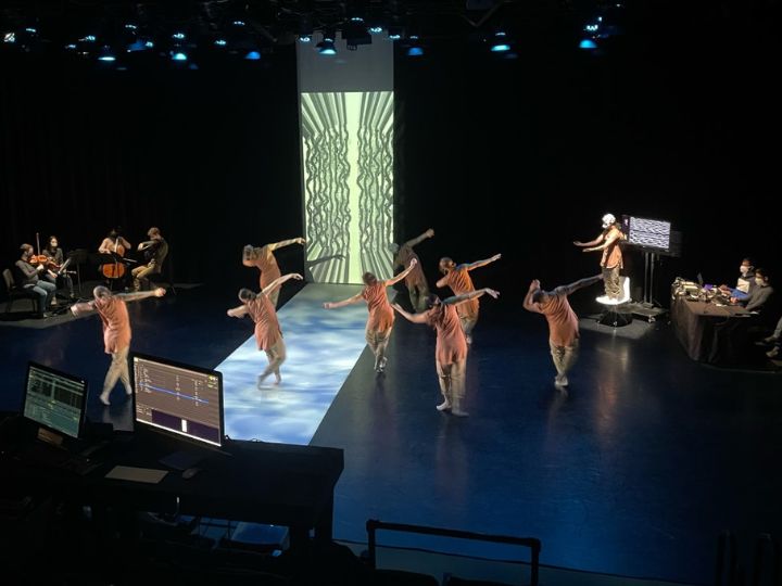 Dancers performing Live Wire in brain caps