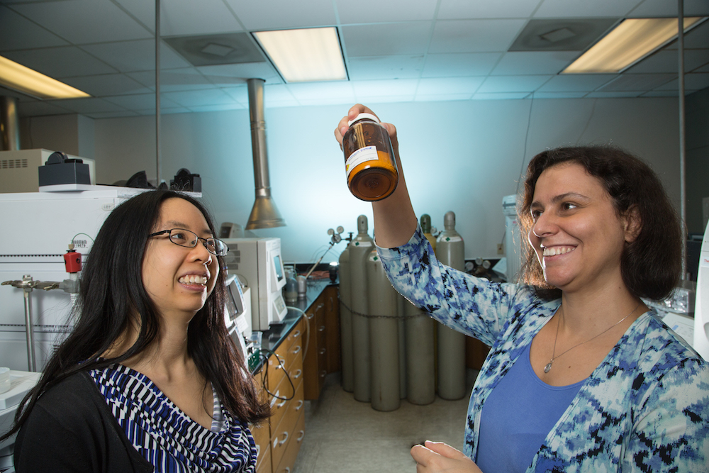 Photo of researchers Stacey Louie and Debora Rodrigues Photo of researchers Stacey Louie and Debora Rodrigues