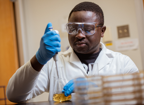 student in lab