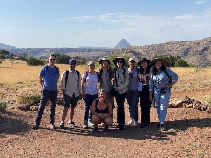 art students studying coding in west texas desert