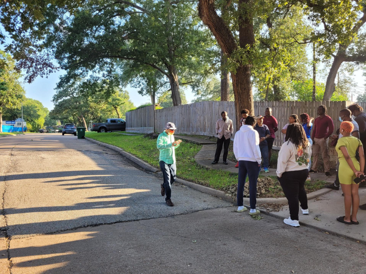Moorehead Drive in Spring Branch, where the Long Point fault caused subsidence of the ground. Moorehead Drive in Spring Branch, where the Long Point fault caused subsidence of the ground.