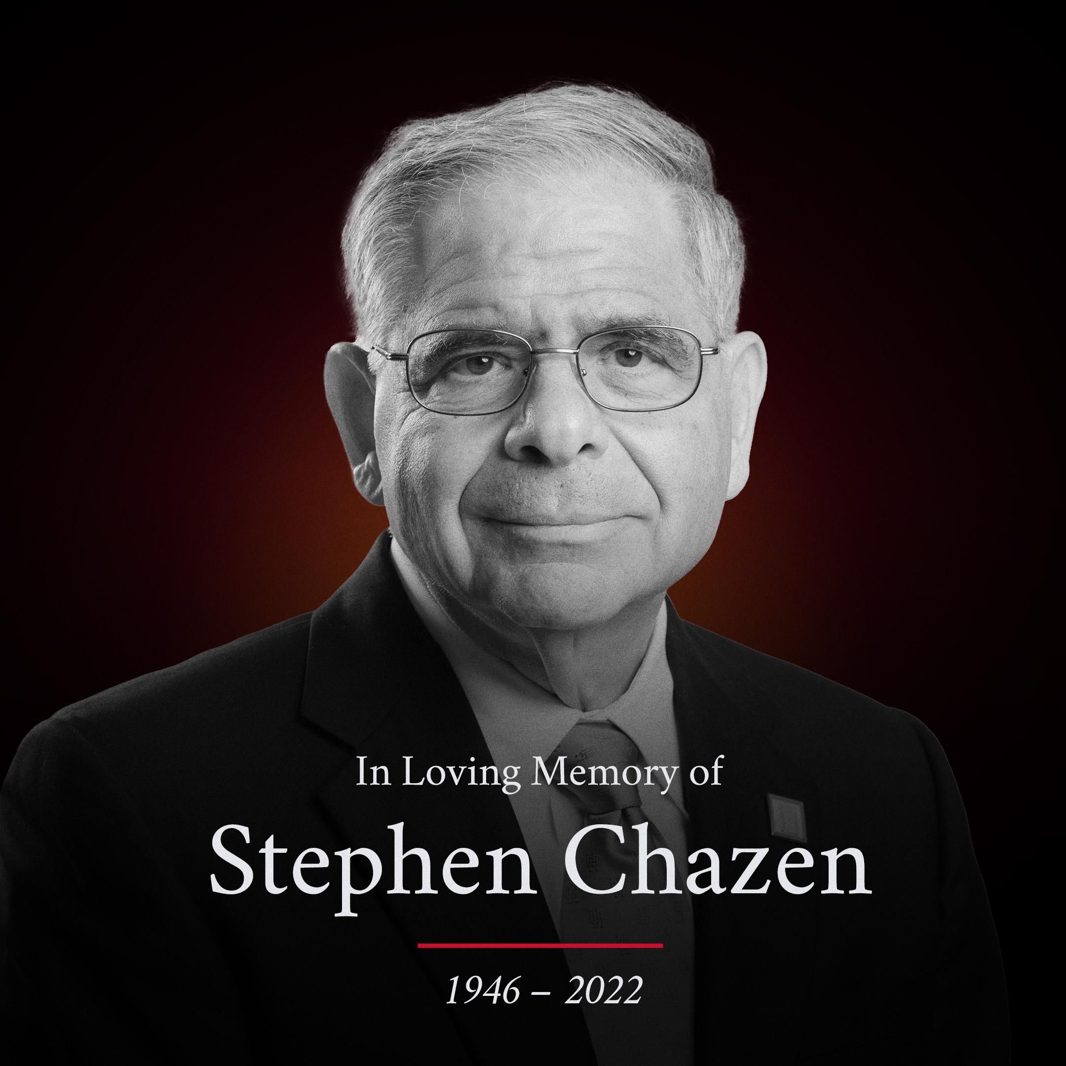 Stephen Chazen photo with graphic text "In Loving Memory of Stephen Chazen"