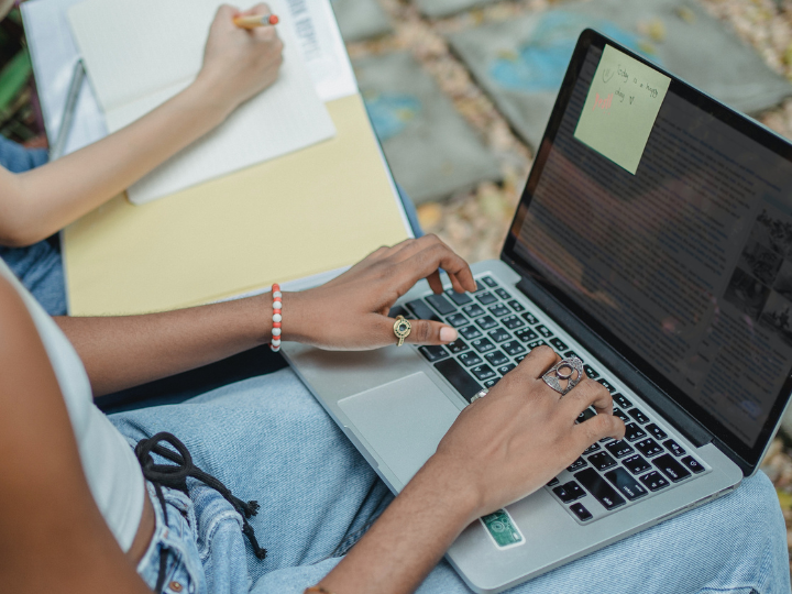 student on a computer