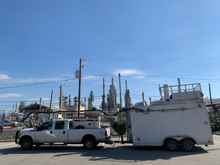 Truck outside a refinery