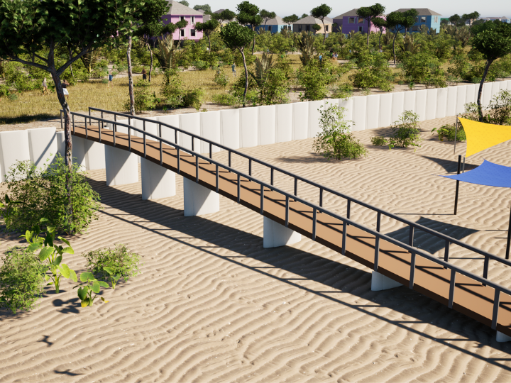beach ramp made from wind turbine blades