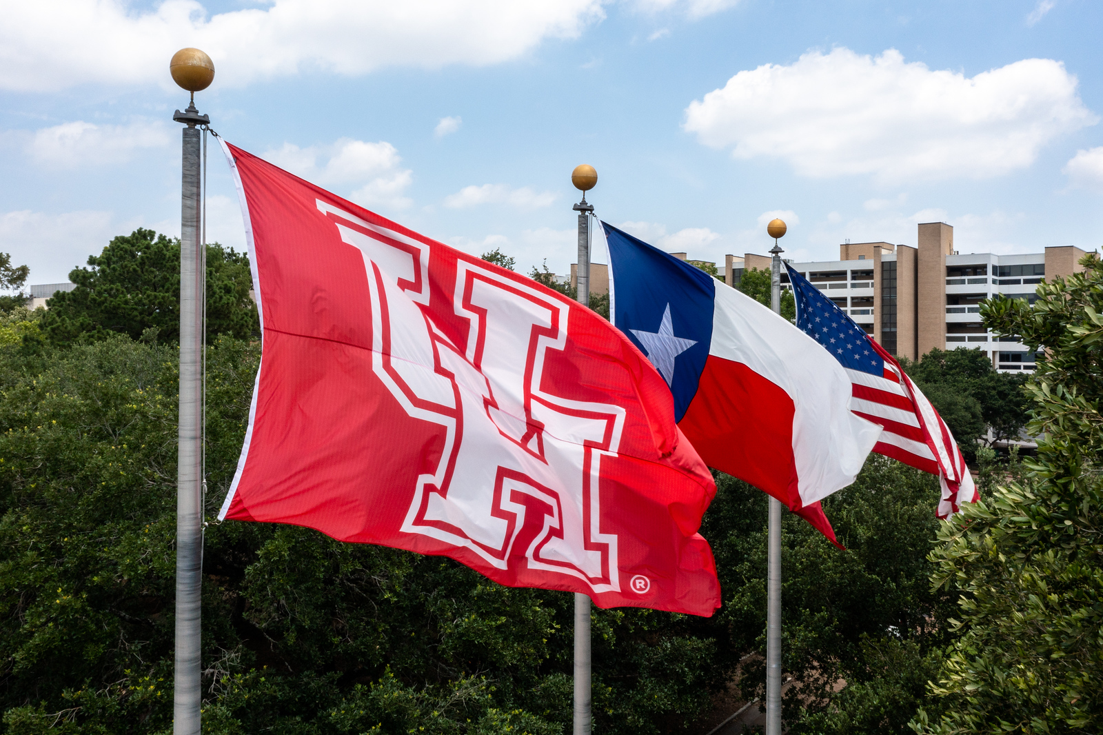uh flags flying on campus