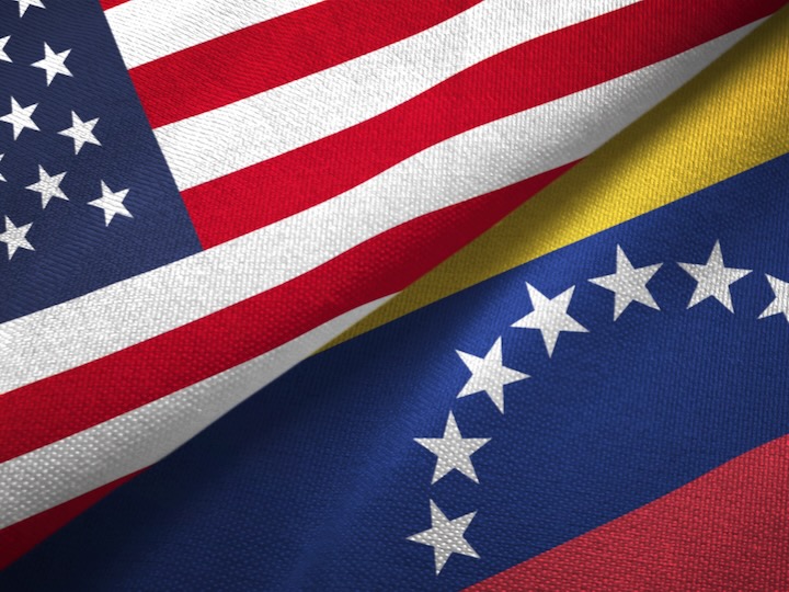 United States and Venezuela flags