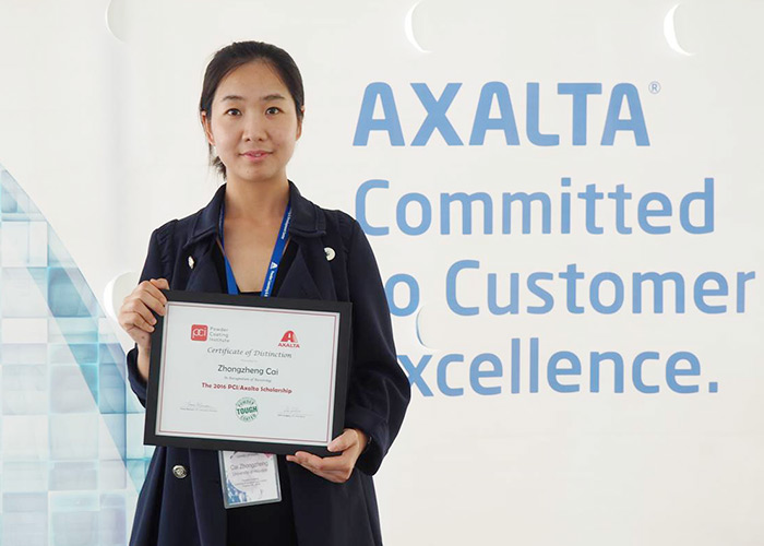 Amy Cai, graduate student in chemistry, was recognized for her excellence in polymer research with the Axalta Achievement Scholarship.