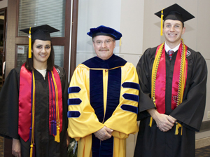 Dean Mark A. Smith with NSM 4.0 Summa Cum Laude Graduates, Wajiha Khan and Nathan Sweed