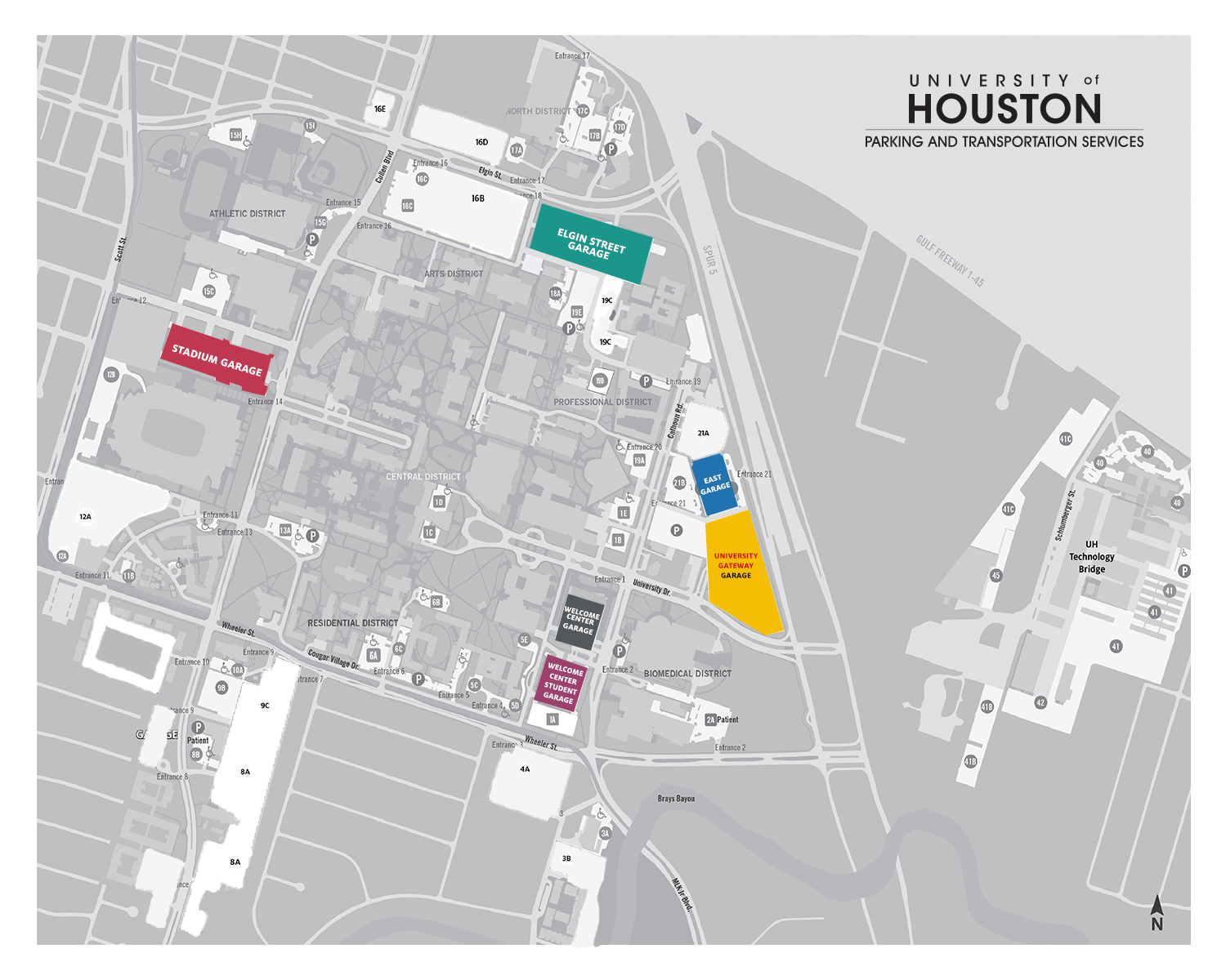 Map of UH parking garages