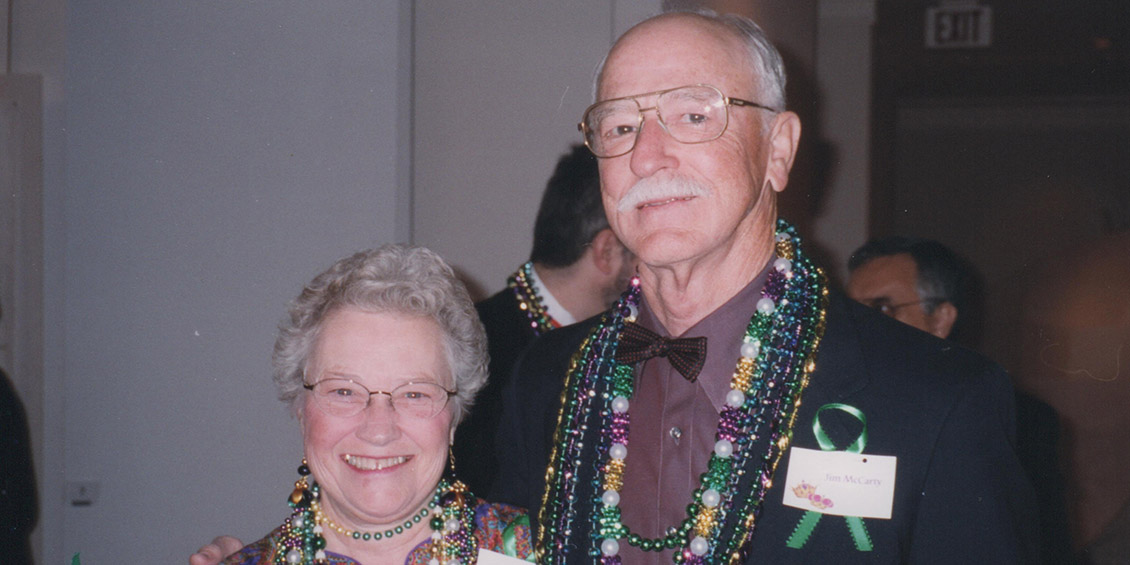 james and mary lou mccarty at mardi gras event