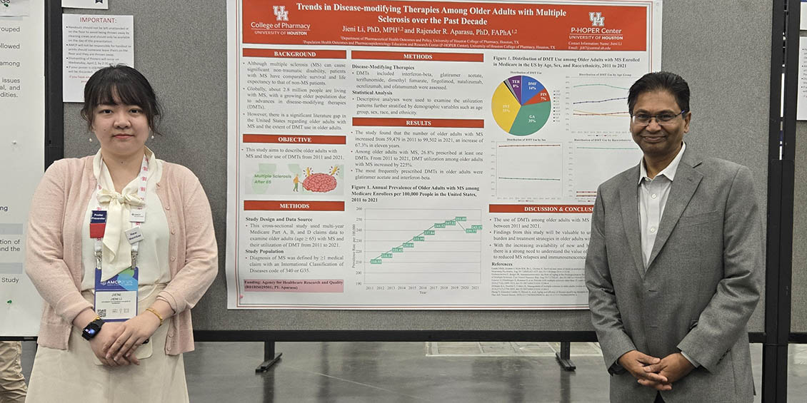 Li and Aparasu stand next to poster at AMCP 2025
