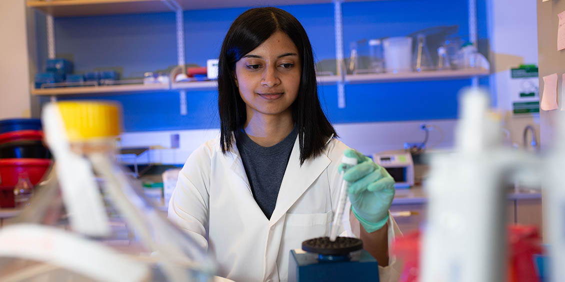 student working in lab