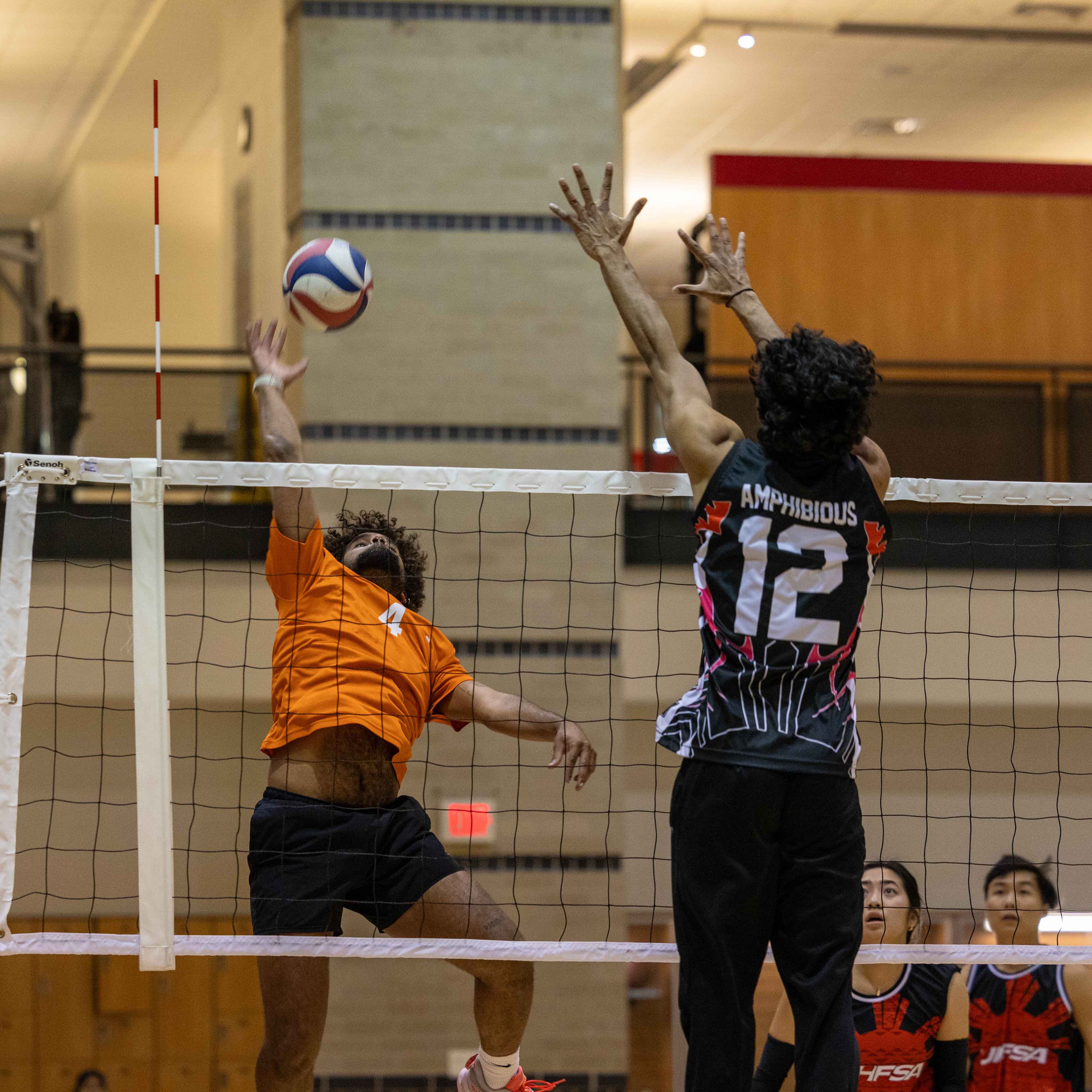 playing volleyball