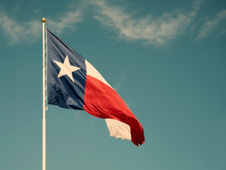 Texas flag waiving