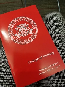 Event program cover that says: College of Nursing. Pinning Ceremony