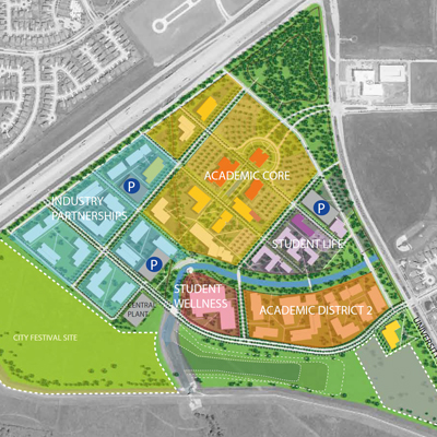 Overhead map of proposed future campus