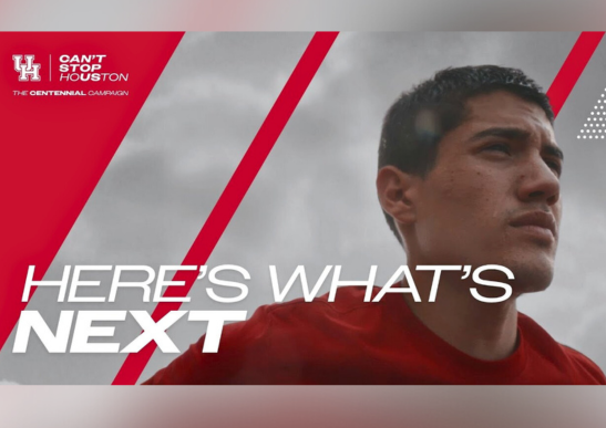 Image with a UH student staring determinedly into the distance with the phrase Here's what's next in white text along the bottom of the image