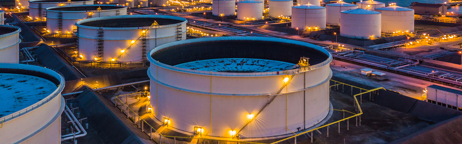 Image of oil refinery storage tanks